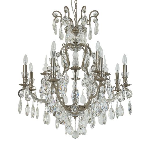 Canada 13 Light Pewter Chandelier with Clear Hanging Crystals by Bethel International