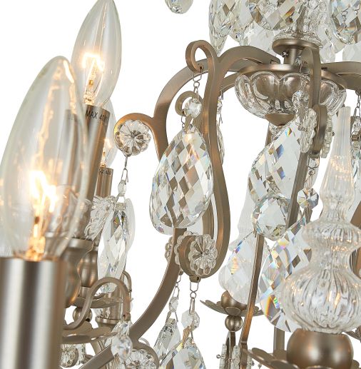 Canada 13 Light Pewter Chandelier with Clear Hanging Crystals by Bethel International