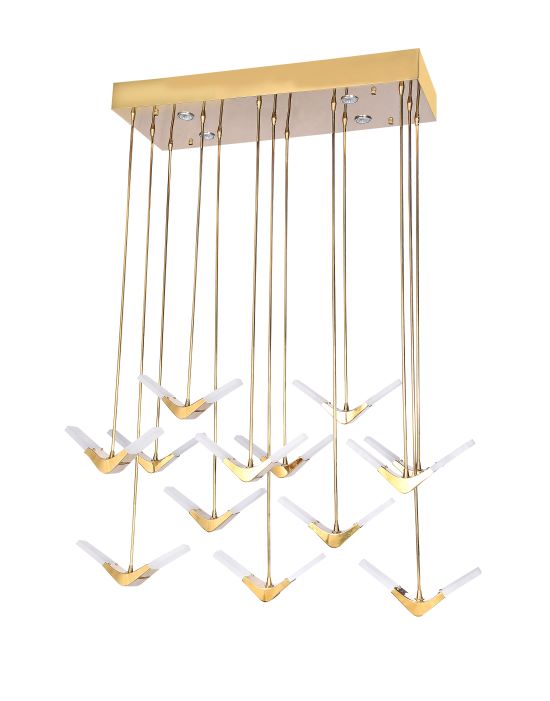 Canada 26 LED Light Gold Steel Chandelier with Boomerang Shaped Diffusers by Bethel International