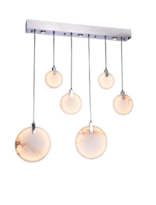 Canada 6 LED Light Chrome Stainless Steel Frame Chandelier with Spanish Marble Pendants by Bethel International