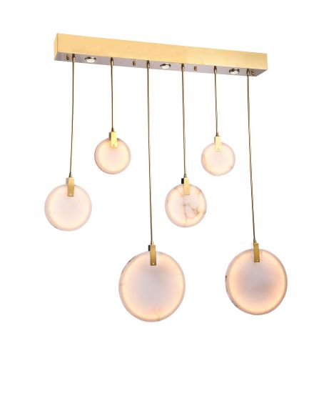 Canada 6 LED Light Gold Stainless Steel Frame Chandelier with Spanish Marble Pendants by Bethel International