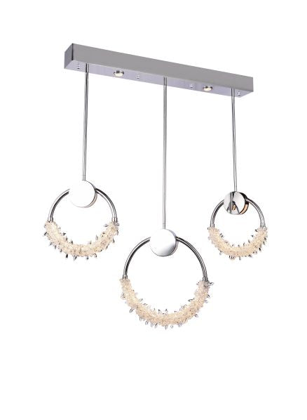 Canada 3 LED Light Chrome Stainless Steel Frame Chandelier with Clear Crystal Beading by Bethel International 