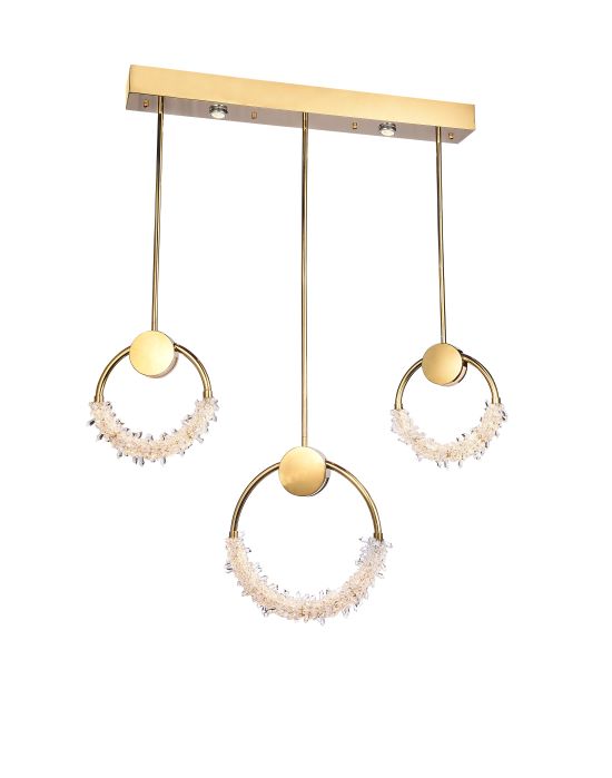 Canada 3 LED Light Gold Stainless Steel Frame Chandelier with Clear Crystal Beading by Bethel International 