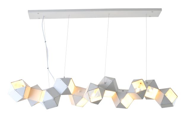 Canada 11 Light White Exterior and Interior Geometric Block Chandelier by Bethel International 