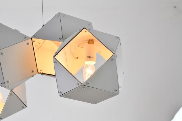 Canada 11 Light White Exterior and Interior Geometric Block Chandelier by Bethel International