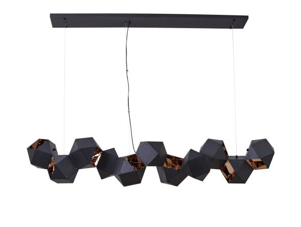 Canada 11 Light Black Geometric Block Chandelier with Reflective Copper Interior by Bethel International 