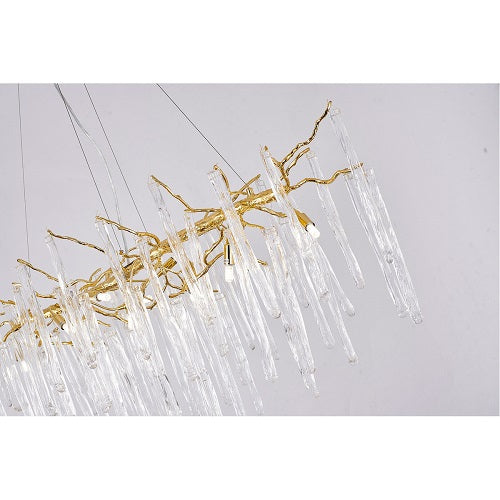 Canada 16 Light Solid Brass Branch Chandelier with Clear Glass Hanging Drops by Bethel International