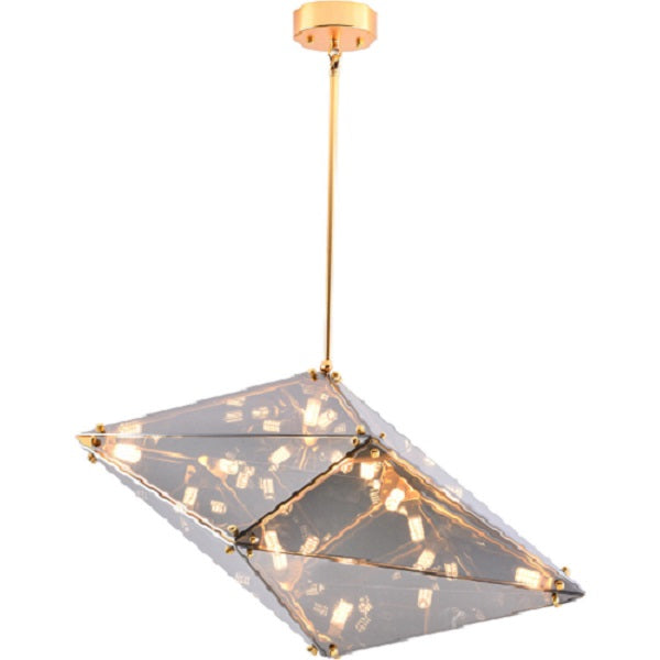 Canada 9 Light Gold Prism Chandelier with Smoke Glass Shade by Bethel International 