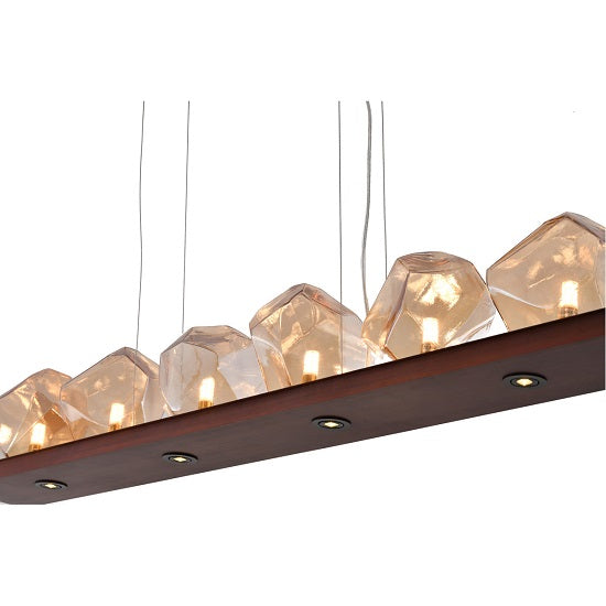Canada 6 Light Bronze Metal Frame Chandelier with Amber Glass Shades by Bethel International
