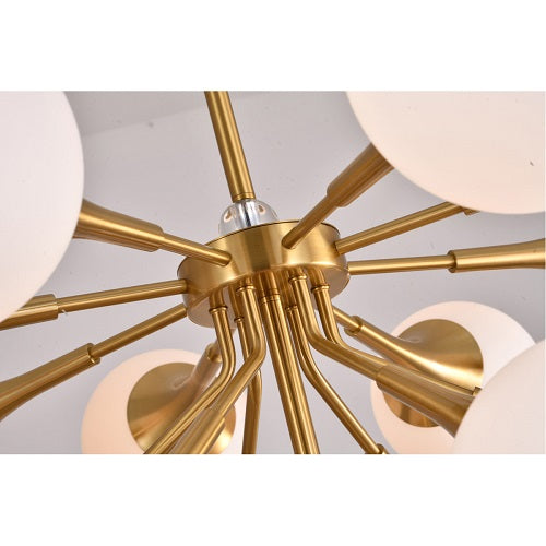Canada 20 Light Copper Frame Chandelier with White Glass Shades by Bethel International