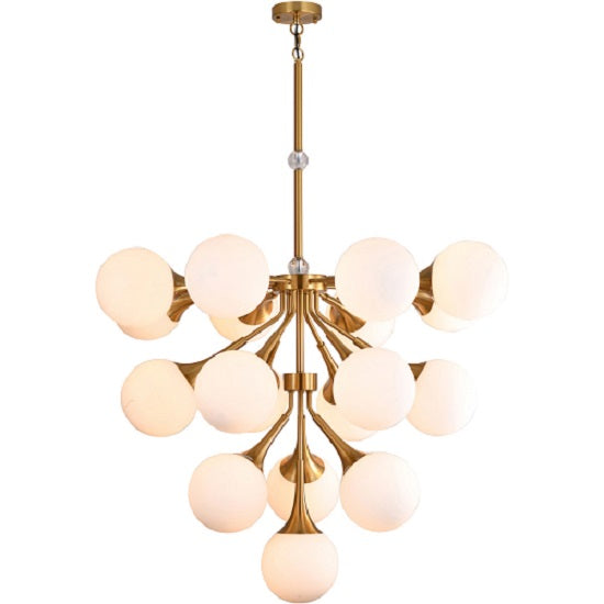 Canada 20 Light Copper Frame Chandelier with White Glass Shades by Bethel International 