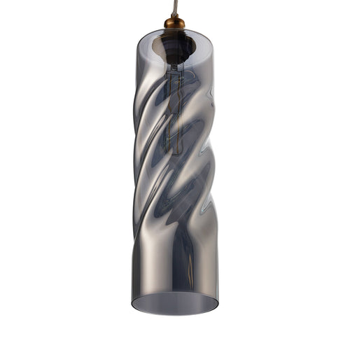 GEMEAUX Cylinder Ombre Glass Indoor & Outdoor Pendant Light – Smoke Gray by Carro