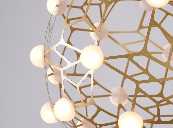 Canada 152 LED Light Gold Honeycomb Orb Chandelier with White Acrylic Diffusers by Bethel International