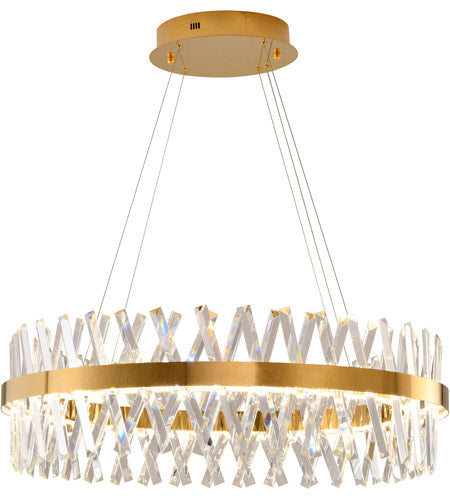 Canada LED Round Gold Framed Chandelier with Clear Crystals by Bethel International 