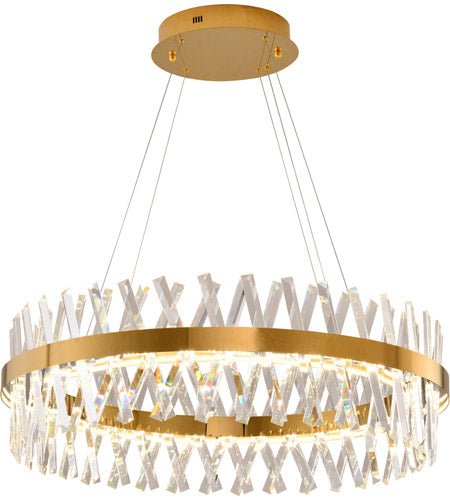 Canada LED Round Gold Framed Chandelier with Clear Crystals by Bethel International 