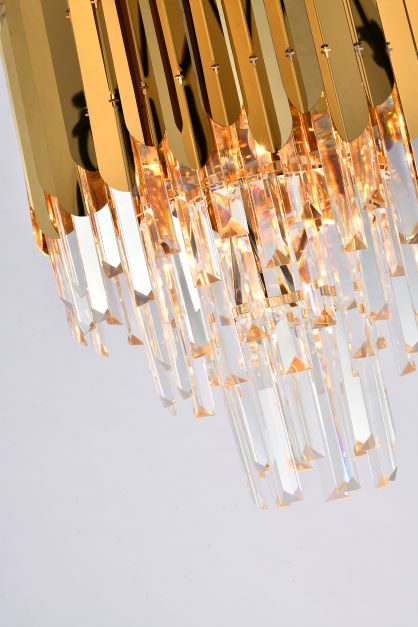 Canada 8 Light Gold Stainless Steel Chandelier with Clear Hanging Crystals by Bethel International