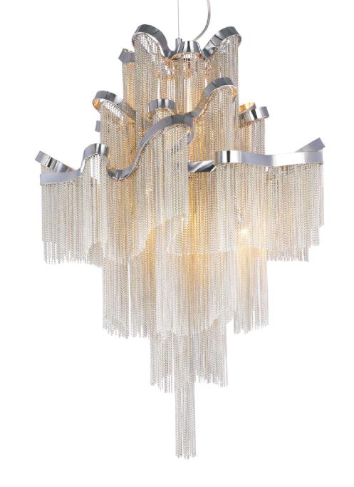 Canada 8 Light Chrome Metal Frame Chandelier with Aluminum Chain by Bethel International