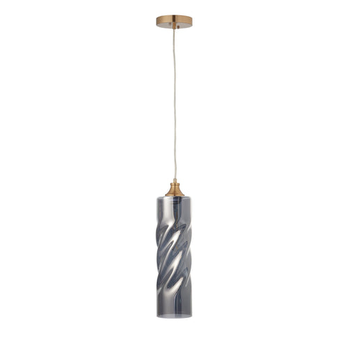 GEMEAUX Cylinder Ombre Glass Indoor & Outdoor Pendant Light – Smoke Gray by Carro