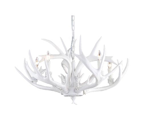 Canada 5 Light White Antler Ceiling Fixture with Candle Light Bulbs by Bethel International