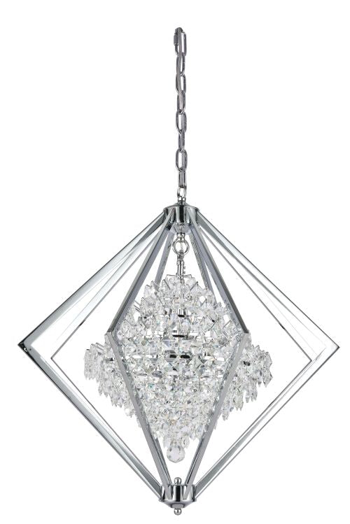 Canada 4 Light Chrome Diamond Frame Chandelier with Clear Crystal Bush by Bethel International 