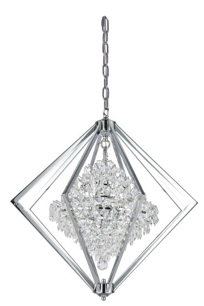 Canada 4 Light Chrome Diamond Frame Chandelier with Clear Crystal Bush by Bethel International 