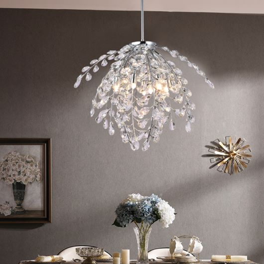 Canada 8 Light Chrome Frame Chandelier with Clear Crystal Beaded Branch by Bethel International 