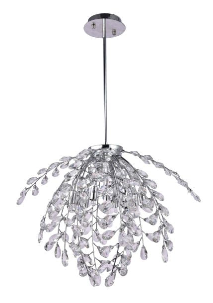 Canada 8 Light Chrome Frame Chandelier with Clear Crystal Beaded Branch by Bethel International 
