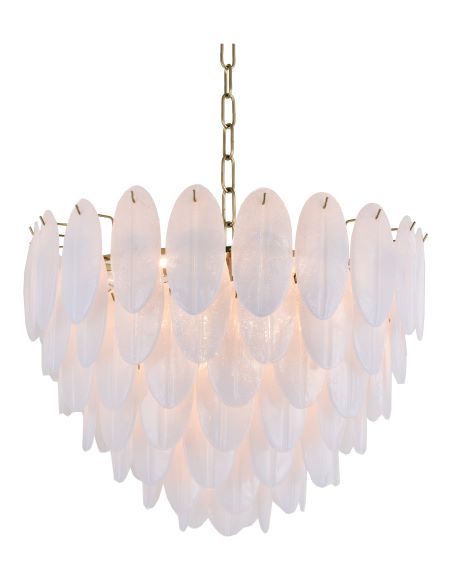 Canada 22 Light Seven Tier Copper Metal Frame Chandelier with Frosted Hanging Petal Glass by Bethel International 