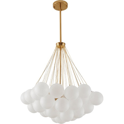 Canada 3 Light Gold Plated Frame Chandelier with White Frosted Glass Hanging Shades by Bethel International