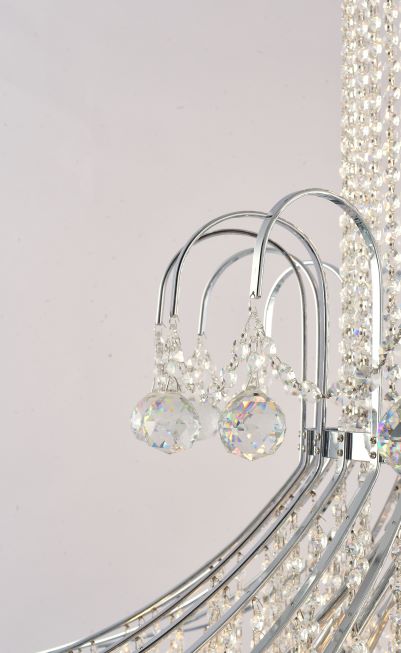 Canada 20 Light Chrome Frame Waterfall Chandelier with Clear Hanging Crystals by Bethel International