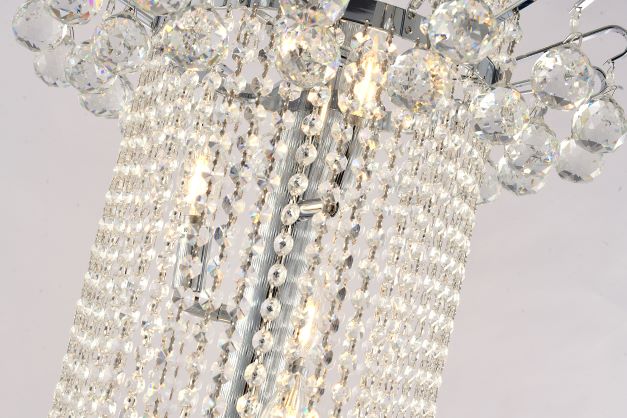 Canada 20 Light Chrome Frame Waterfall Chandelier with Clear Hanging Crystals by Bethel International