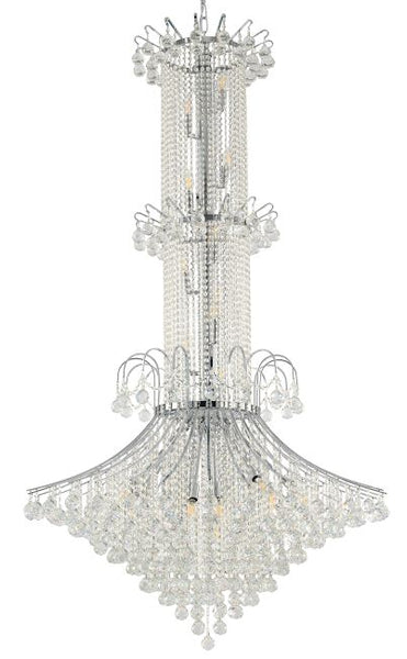 Canada 20 Light Chrome Frame Waterfall Chandelier with Clear Hanging Crystals by Bethel International 