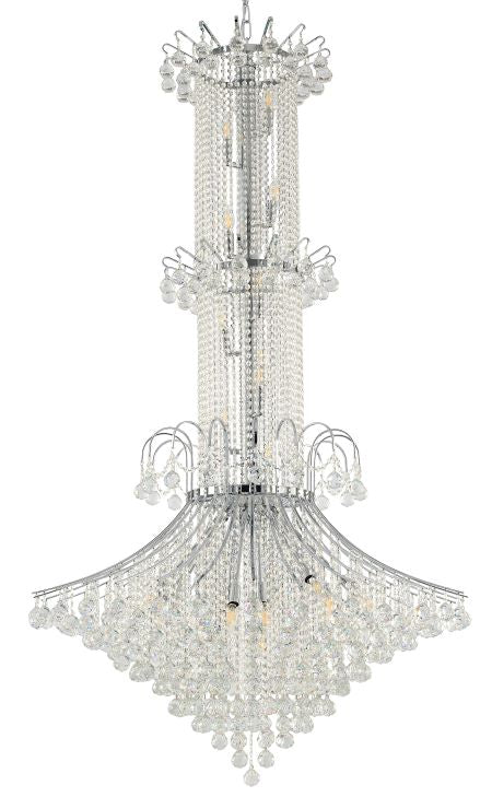 Canada 20 Light Chrome Frame Waterfall Chandelier with Clear Hanging Crystals by Bethel International 