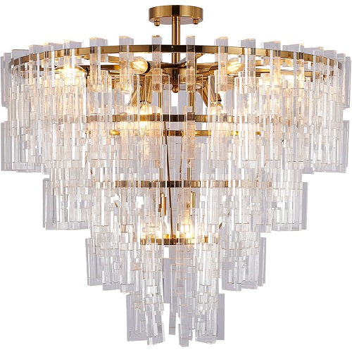 Canada 14 Light Antique Bronze Chandelier with Clear Acrylic Hanging Links by Bethel International 