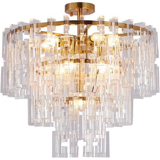 Canada 10 Light Antique Bronze Chandelier with Clear Acrylic Hanging Links by Bethel International 