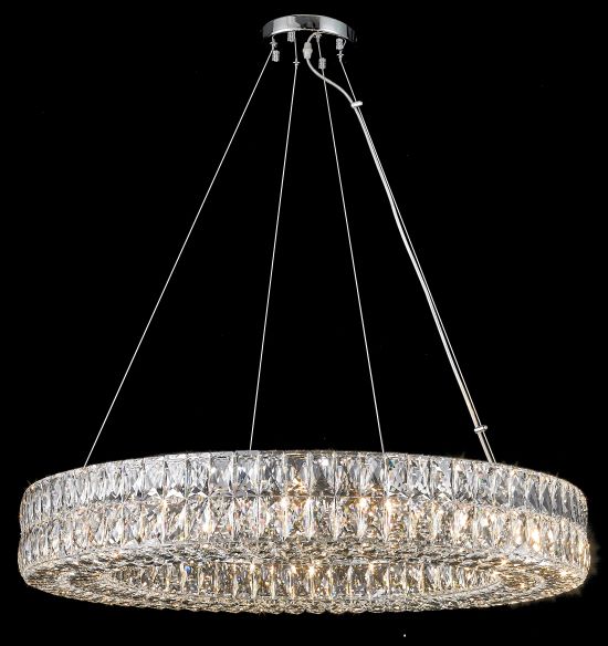 Canada 12 Light Clear Crystal Halo Ring Chandelier with Chrome Hardware by Bethel International 