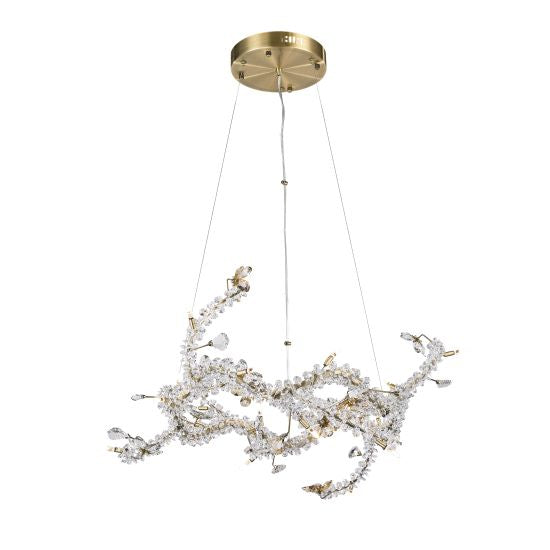 Canada 20 Light Round Bronze Metal Frame Branch Chandelier with Clear and Champagne Crystals by Bethel International 