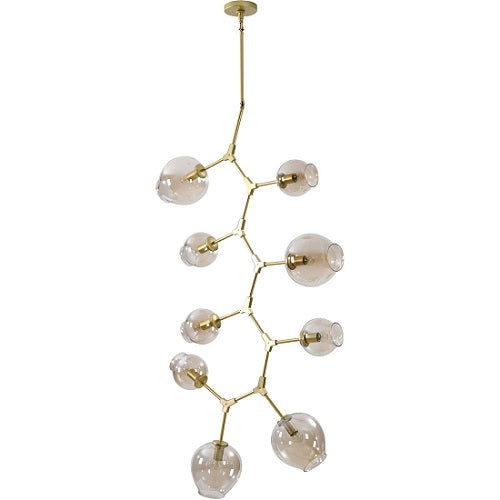 Canada 9 Light Gold Framed Branch Chandelier with Amber Glass Shades by Bethel International