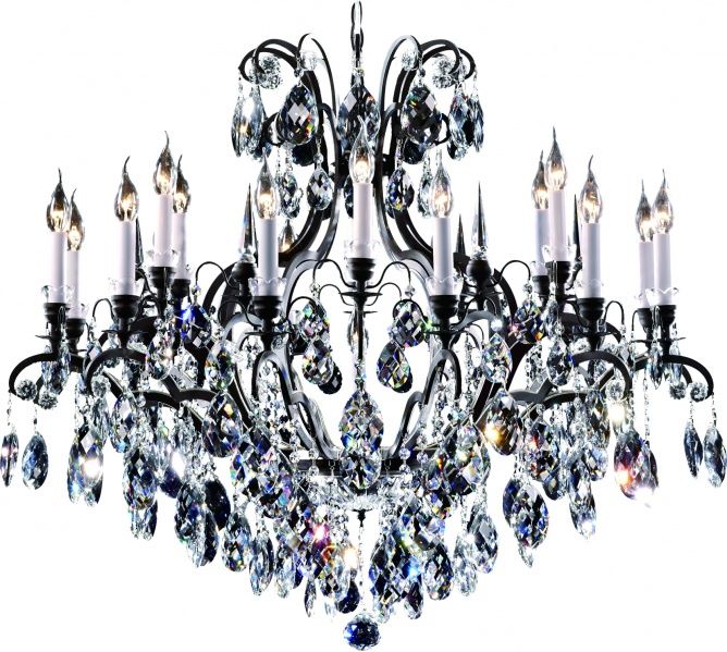 Canada 19 Light Sand Black Metal Frame Chandelier with Clear Hanging Crystals by Bethel International
