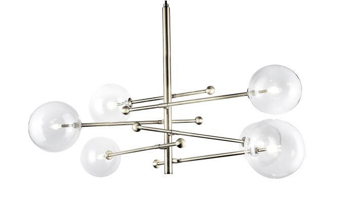 Canada 6 LED Light Chrome Metal Frame Chandelier with Clear Glass Shades by Bethel International 