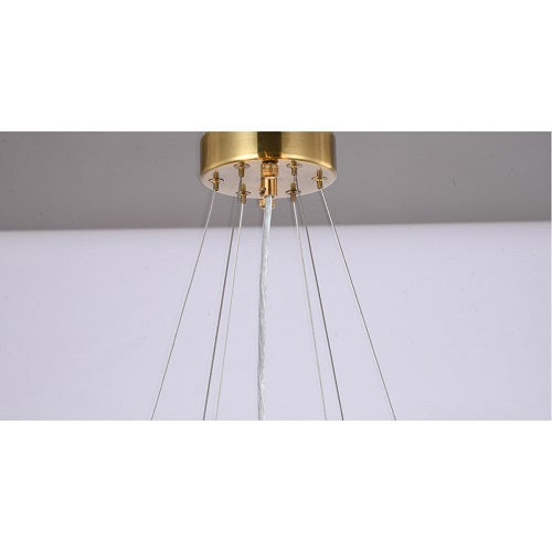 Canada 12 Light Gold Hairline Stainless Steel Chandelier with Clear Hanging Crystals by Bethel International