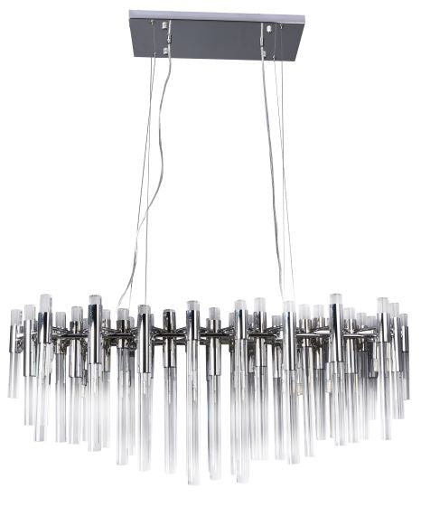 Canada 16 Light Chrome Metal Frame Chandelier with Clear Glass Rods by Bethel International 
