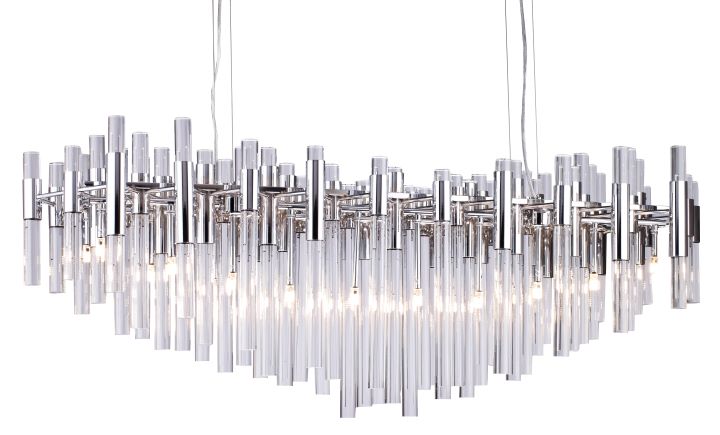 Canada 20 LED Polished Chrome Frame Chandelier with Clear Glass Rods by Bethel International 
