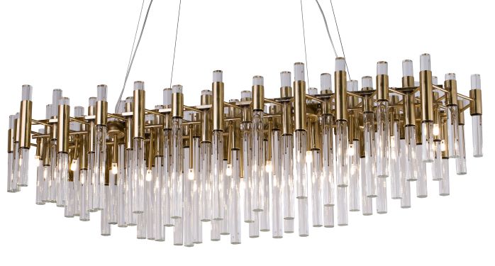 Canada 20 LED Gold Frame Chandelier with Clear Glass Rods by Bethel International 