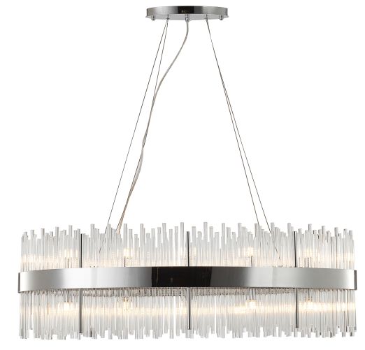 Canada 24 Chrome Oval Stainless Steel Frame Chandelier with Clear Glass Rods by Bethel International 