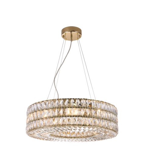 Canada 8 Light Triple Stacked Clear Crystal Halo Ring Chandelier with Gold Hardware by Bethel International