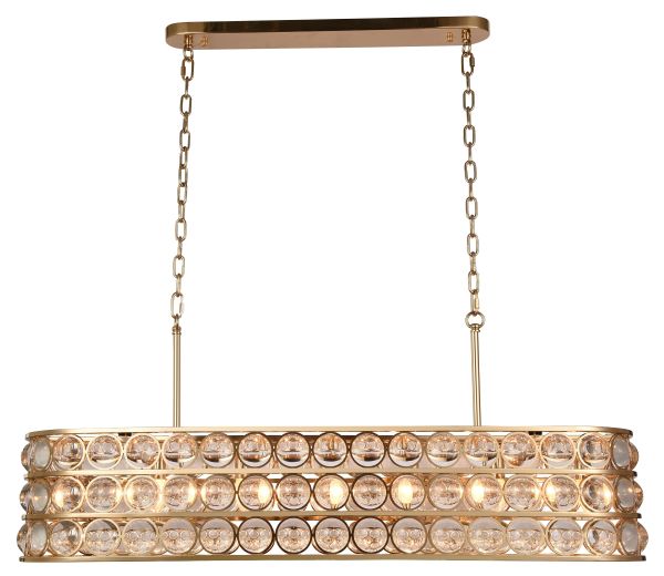 Canada 7 Gold Oval Metal Frame Chandelier with Clear Glass Balls by Bethel International 