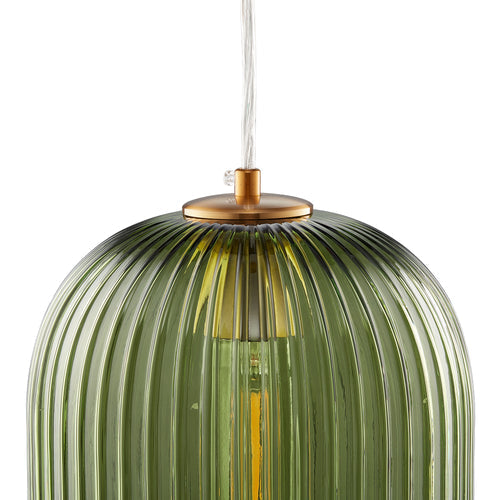 CIRCULUS Light Green Ribbed Glass Indoor & Outdoor Pendant Light by Carro