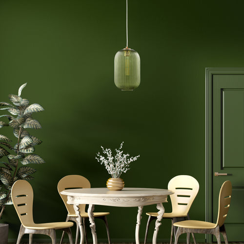CIRCULUS Light Green Ribbed Glass Indoor & Outdoor Pendant Light by Carro