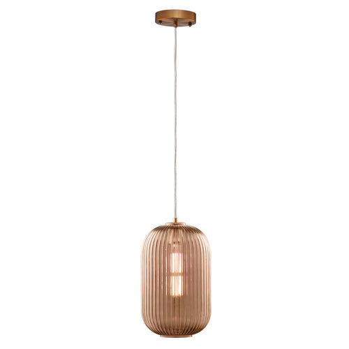 CIRCULUS Champagne Ribbed Glass Indoor & Outdoor Pendant Light by Carro